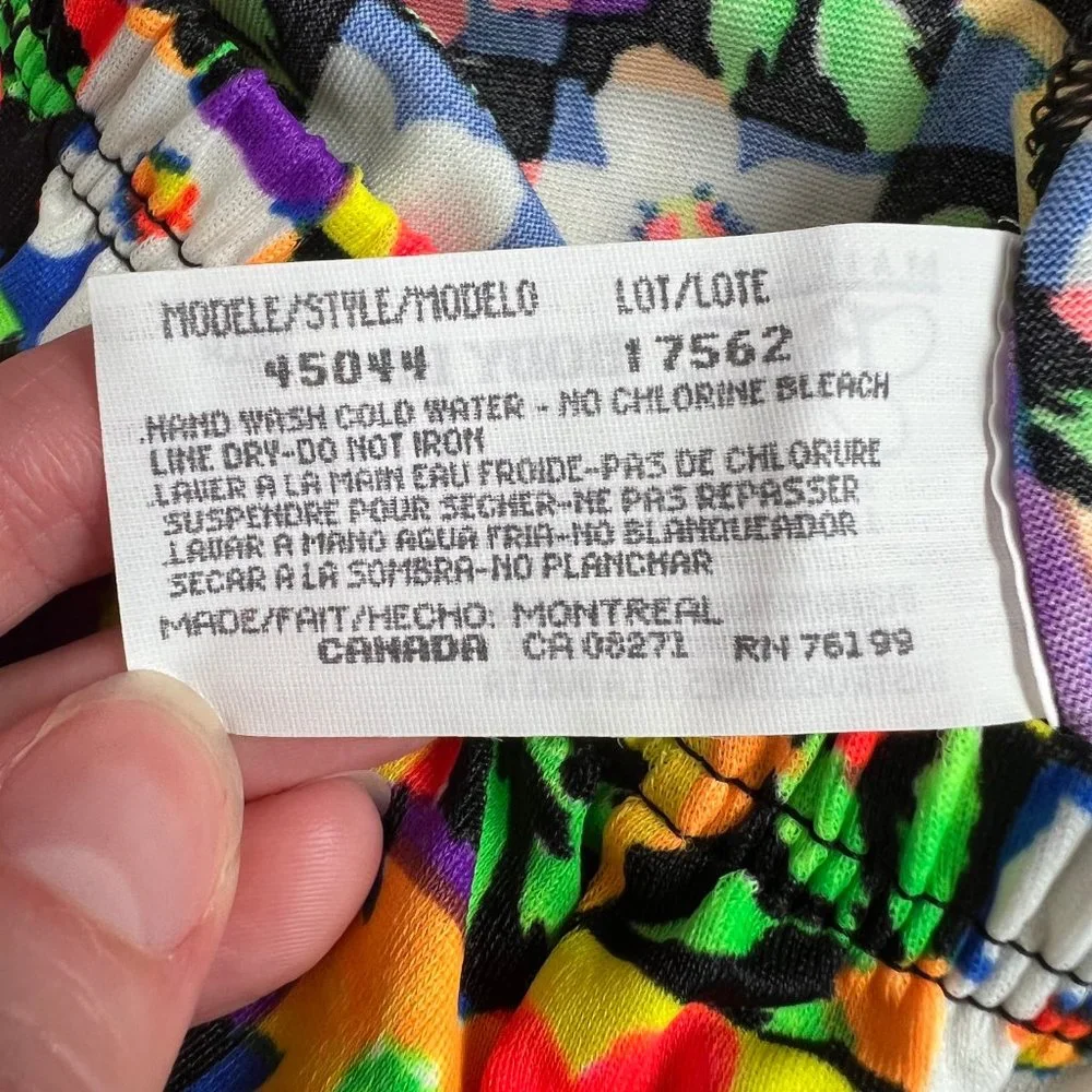 Vintage Floral Power Bikini Two Piece Triangle High Rise Shorts Cute Set 70s 80s - Picture 6 of 9